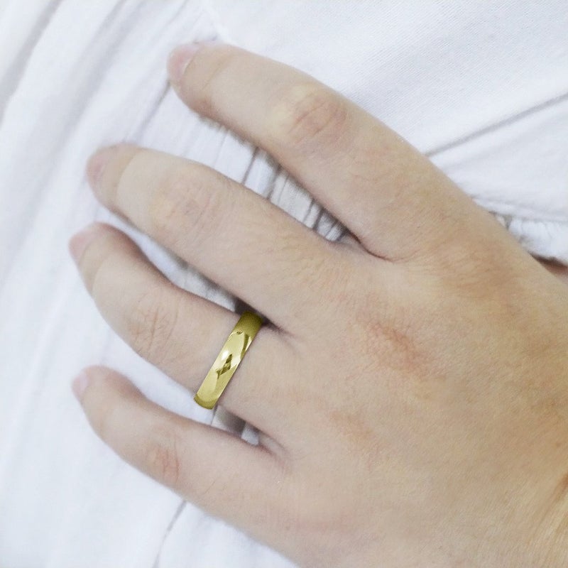 SILVERLINE JEWELRY High Polish 4mm Comfort Fit Wedding Band Ring Stainless Steel Yellow Gold Tone Size 12 - Image 3