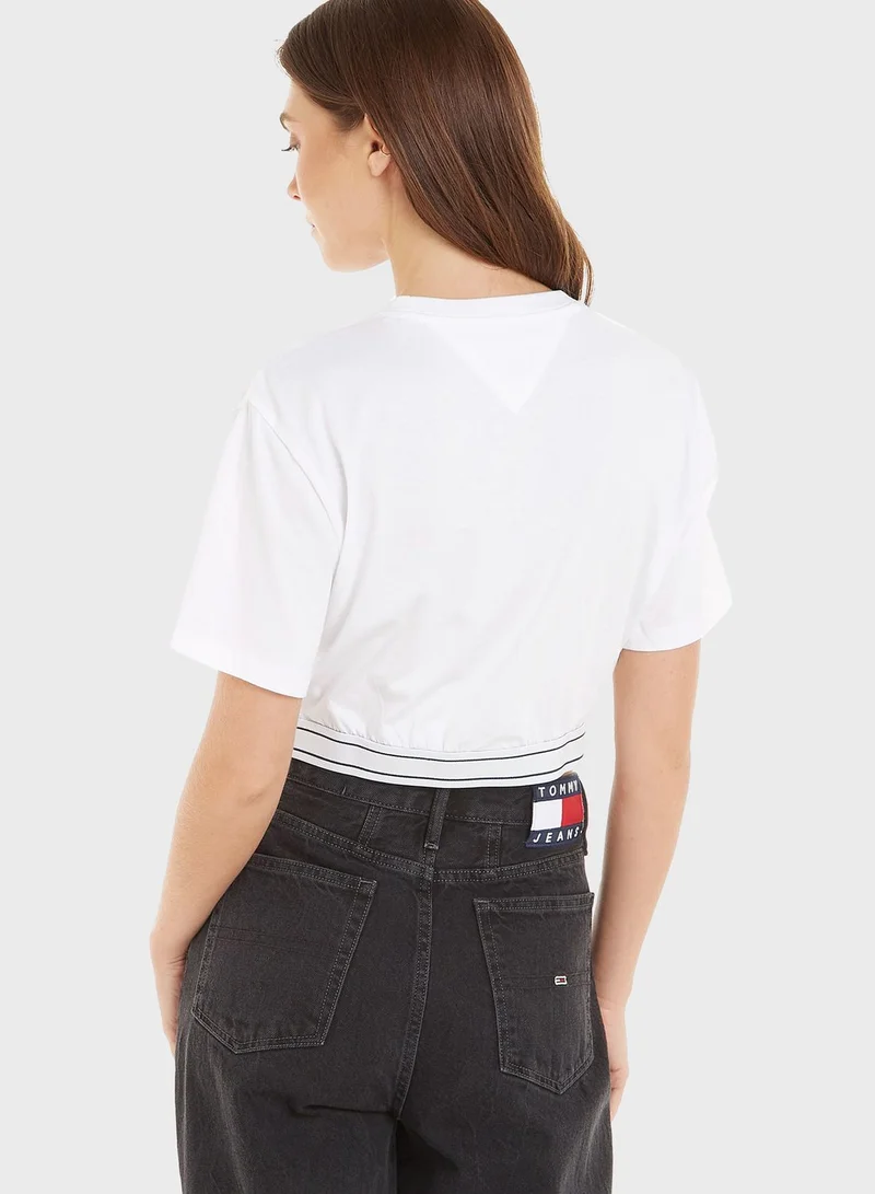 TOMMY JEANS Round Neck Crop Logo Top