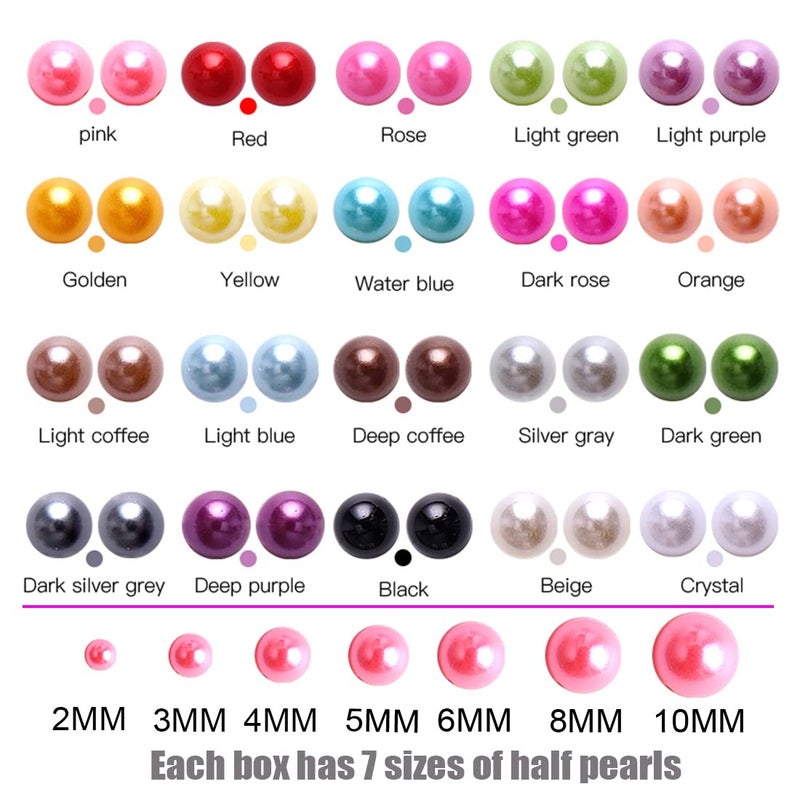 BLAAROOM 5800 Pcs Half Pearls for Crafts, Flatback Pearls for Artwork Making, DIY Rhinestones Accessory Nail Art, Face Gems Jewels Flat Back Craft Pearls - White - Image 5