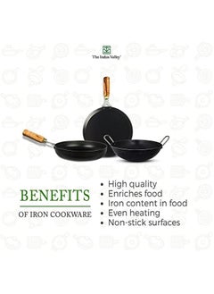 Indus Valley The Indus Valley Pre-Seasoned Concave Iron Tawa with Silicon Handle  - Image 5