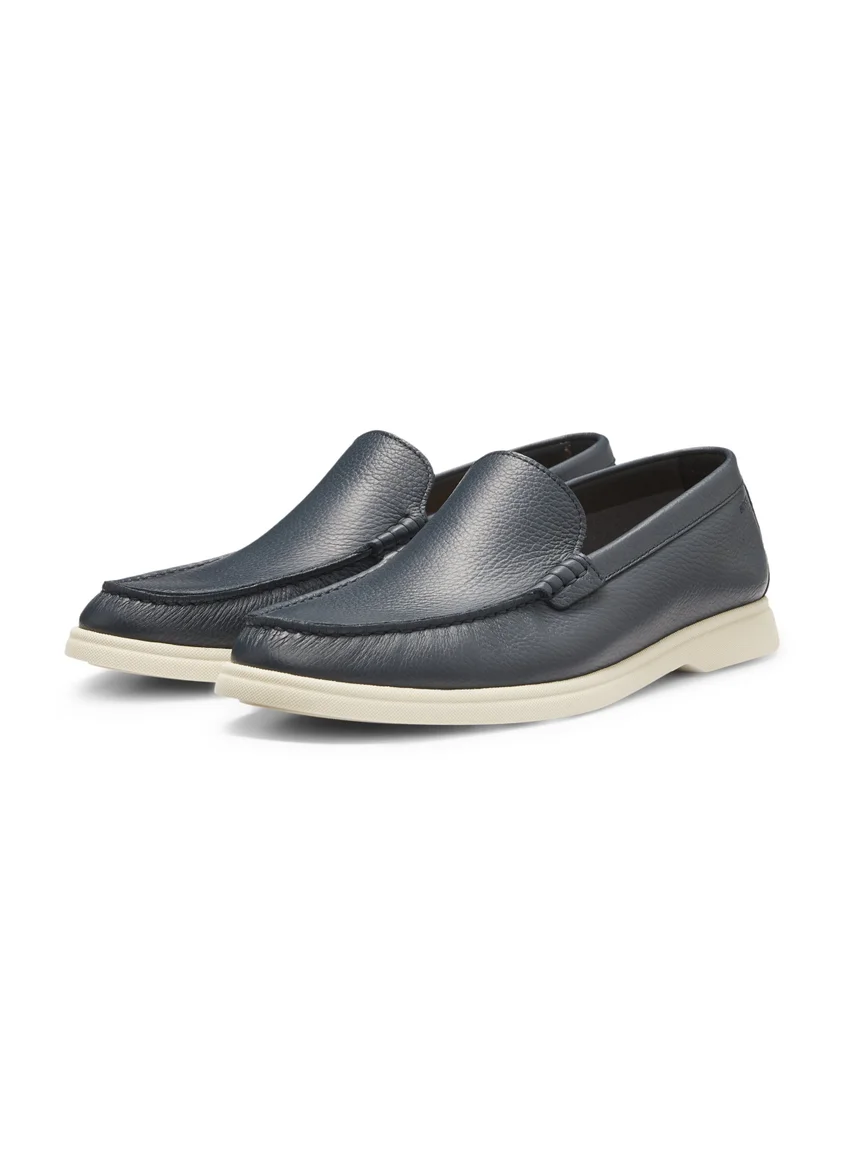 بوس Tumbled-leather moccasins with logo detail