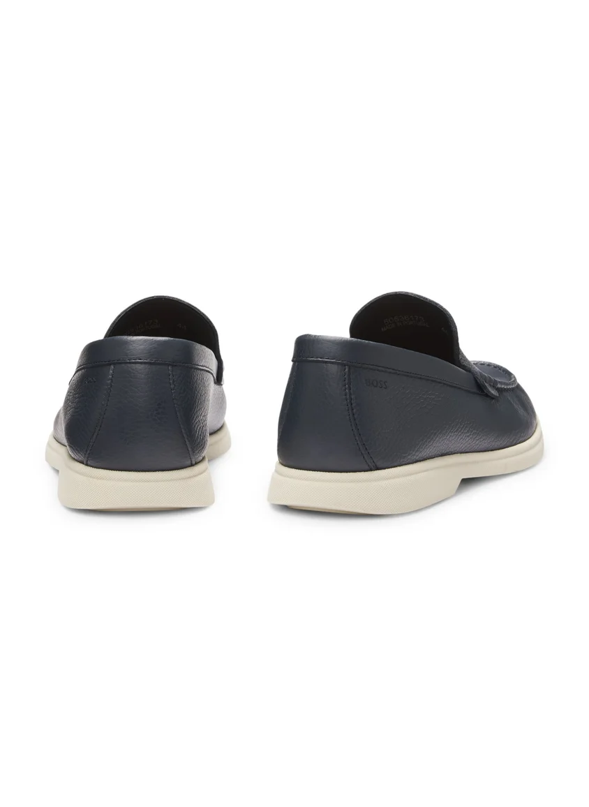 بوس Tumbled-leather moccasins with logo detail