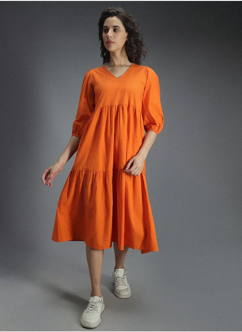 HIGH STAR Women Orange Dress