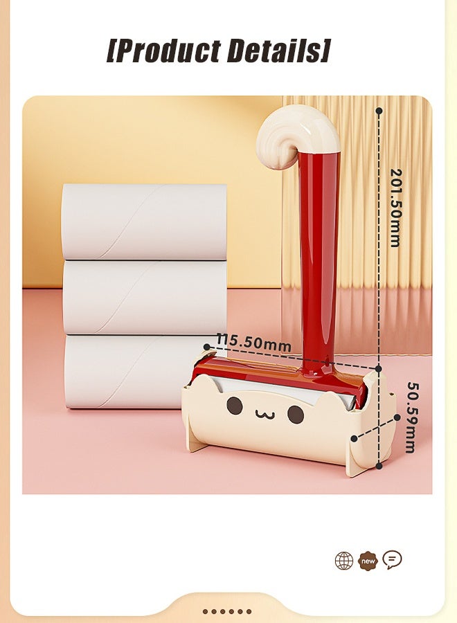 HOMESTAR Cartoon Cat Cute Lint Roller - Extra Sticky Lint Removal Roller with Reusable Handle + 3 Refills, Pet Hair & Dust Remover for Clothes, Furniture, Carpet - Travel-Friendly Lint Roller for Home - Image 4