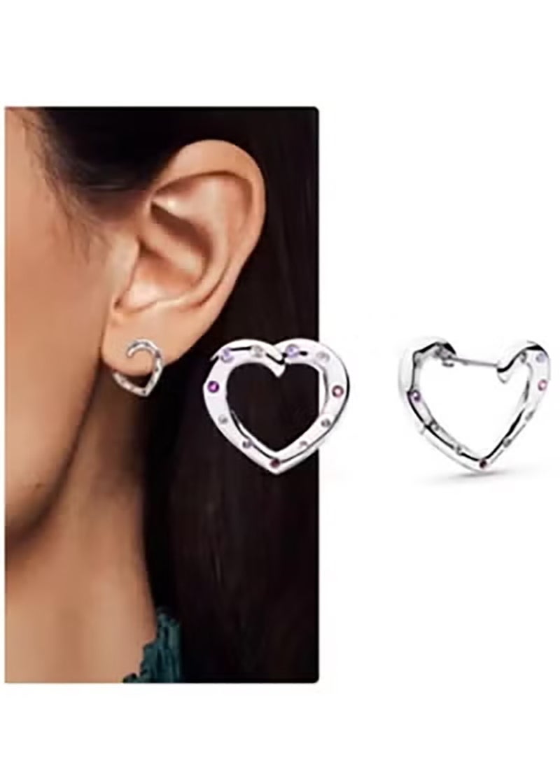 Diamond - Studded Heart - Shaped Earrings