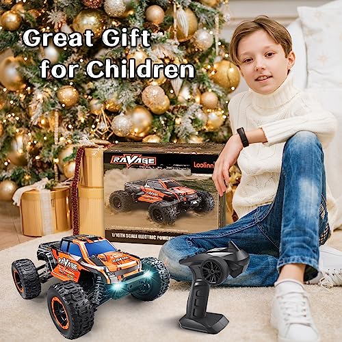 Loolinn | Durable RC Cars for Kids Hobby Grade, 1/16 RC Truck, Top Speed 19mph, Adjustable Speed, Off-Road, 4WD - Upgradeable Remote Control Car (Gift for Boys and Adults) - Image 2