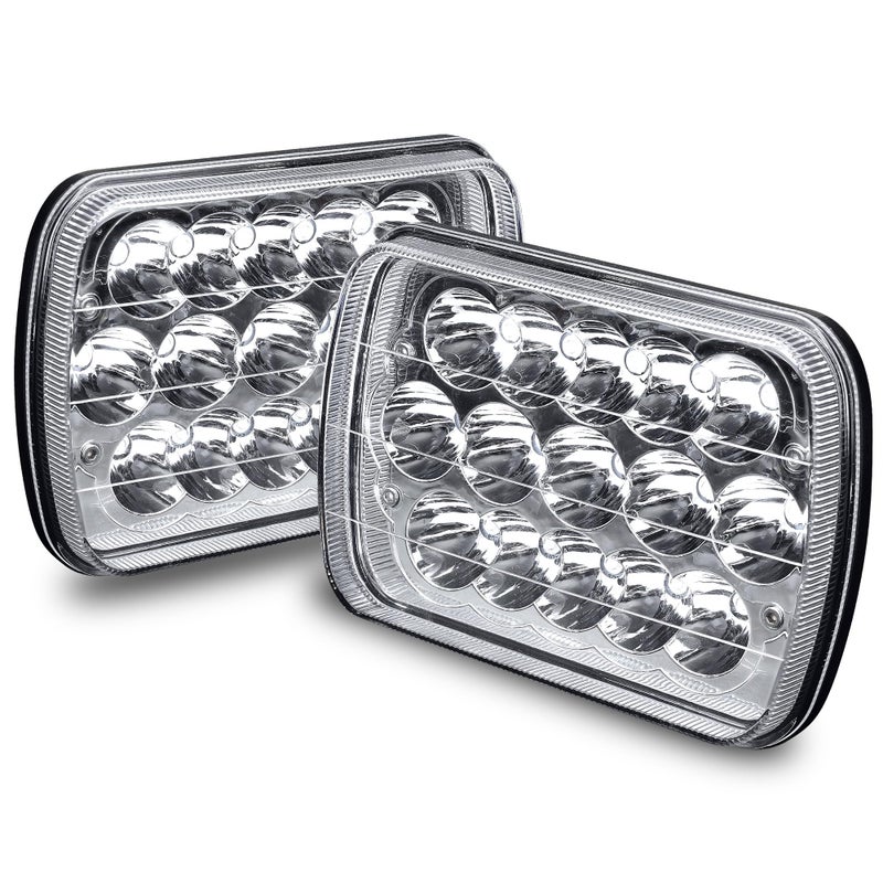 TRUE MODS 7x6 5x7 H6054 Chrome LED Headlights H4 Sealed Beam Replacement Lamp for Jeep Wrangler YJ Cherokee XJ Chevy Express Ford Econoline Van GMC Savana Nissan D21 Dodge Toyota Pickup Trucks Cars