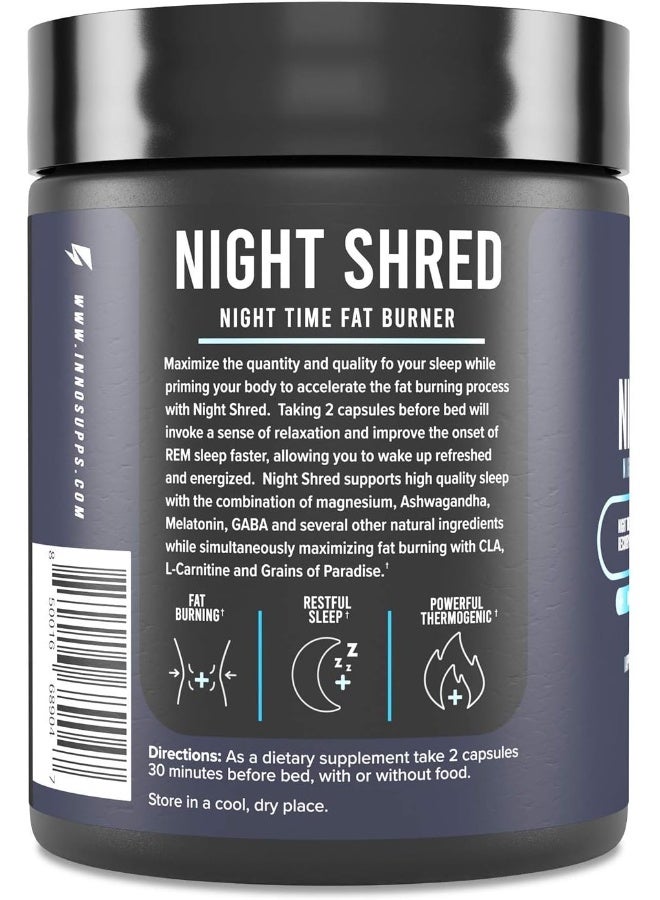 InnoSupps Night Shred - Night Time Fat Burner and Natural Sleep Support - Appetite Suppressant and Weight Loss Support (60 Vegetarian Capsules) - Image 2
