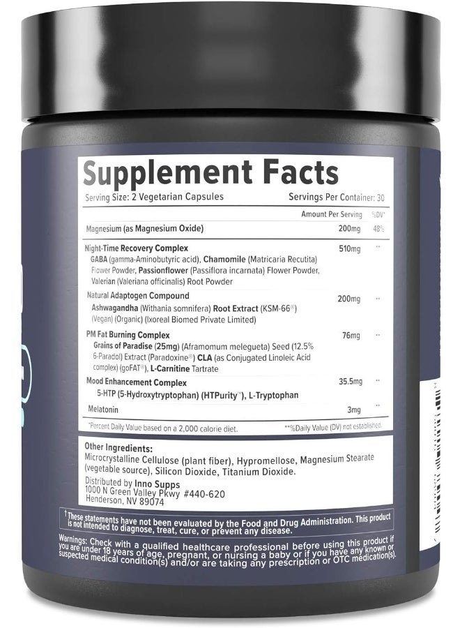 InnoSupps Night Shred - Night Time Fat Burner and Natural Sleep Support - Appetite Suppressant and Weight Loss Support (60 Vegetarian Capsules) - Image 3