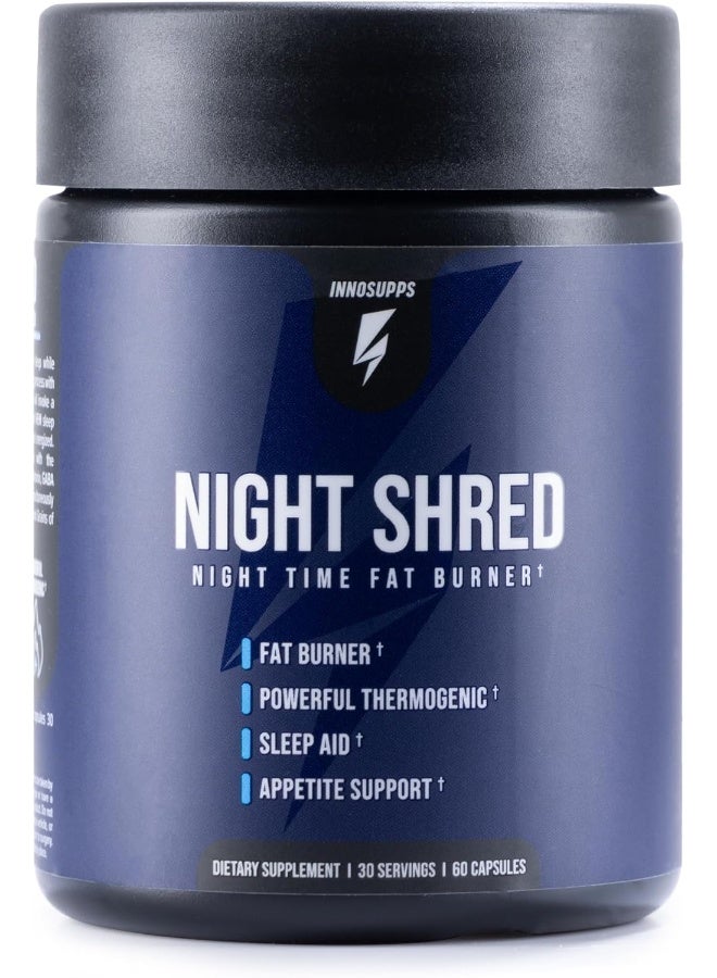 InnoSupps Night Shred - Night Time Fat Burner and Natural Sleep Support - Appetite Suppressant and Weight Loss Support (60 Vegetarian Capsules) - Image 1