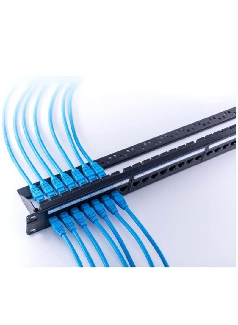 DKURVE® Patch Panel 24 Port Cat6 with Inline Keystone Support, Pass-Thru Coupler Patch Panel UTP 19-Inch, 1U Network Patch Panel for Cat6, Cat5e, Cat5 Cabling - Image 1