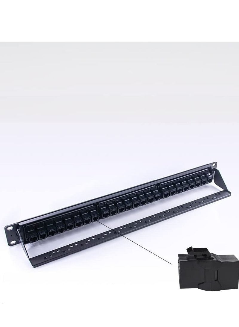 DKURVE® Patch Panel 24 Port Cat6 with Inline Keystone Support, Pass-Thru Coupler Patch Panel UTP 19-Inch, 1U Network Patch Panel for Cat6, Cat5e, Cat5 Cabling - Image 3