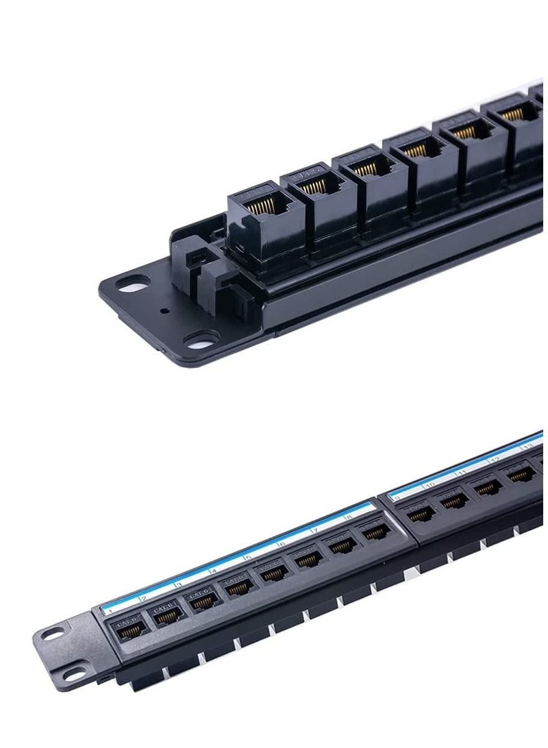 DKURVE® Patch Panel 24 Port Cat6 with Inline Keystone Support, Pass-Thru Coupler Patch Panel UTP 19-Inch, 1U Network Patch Panel for Cat6, Cat5e, Cat5 Cabling - Image 4