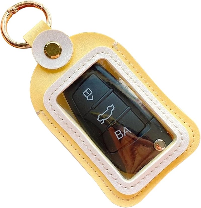 Yellow Portable Key Case Holder Sturdy Material Lightweight Keychain Bag Car Accessories - Image 1
