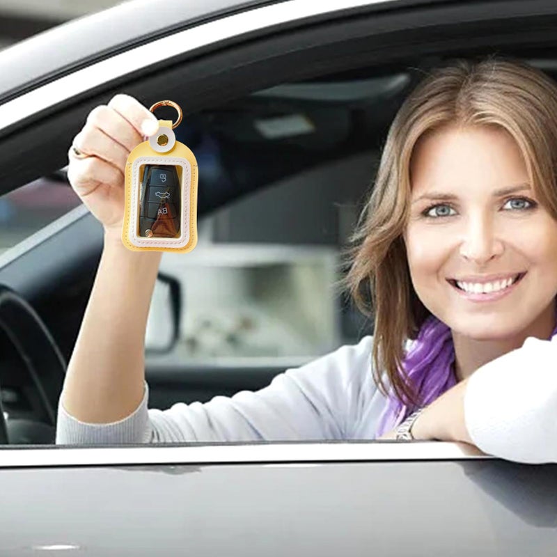 Yellow Portable Key Case Holder Sturdy Material Lightweight Keychain Bag Car Accessories - Image 5