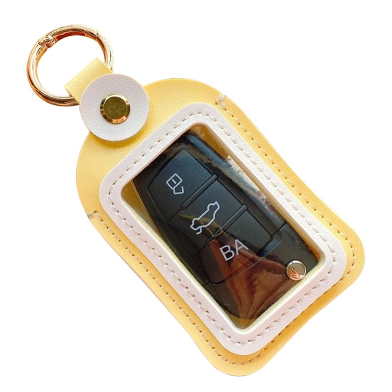 Yellow Portable Key Case Holder Sturdy Material Lightweight Keychain Bag Car Accessories - Image 2