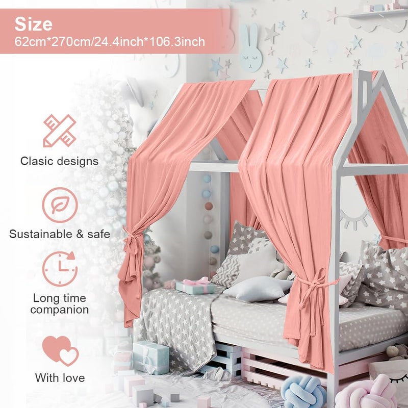 HOTUT Extra Wide Princess Bed Canopy, 2pcs Large Children Bed Canopy, 100% Cotton Girls Mosquito Net, Kids Princess Play Tents Nursery Room Decoration for Baby, for Women Bedroom Decorations Dark Pink - Image 2
