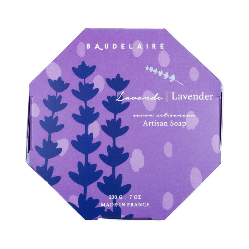 Baudelaire PS Lavender Bath Bar with Shea Butter in a Gift Box 7oz Frenchmilled Soap - Image 1