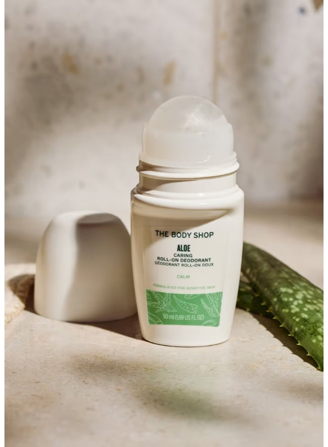 THE BODY SHOP Aloe Caring Roll-On Deodorant – Gentle Deodorant for Sensitive Underarms | Soothes & Refreshes, Keeps You Dry All Day | Alcohol-Free, Fragrance-Free, Colour-Free, 50ml - Image 2