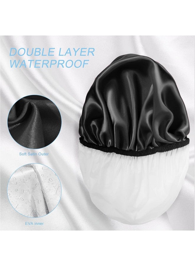 Aquior Shower Cap,4-Pack Large Shower Caps For Women Long Hair, Premium Soft Silky Satin Reusable Hair Cap For All Hair Lengths And Big Hairstyles - Image 5