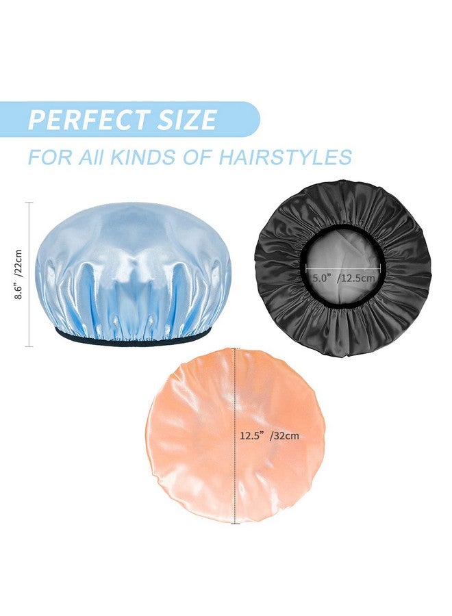 Aquior Shower Cap,4-Pack Large Shower Caps For Women Long Hair, Premium Soft Silky Satin Reusable Hair Cap For All Hair Lengths And Big Hairstyles - Image 2