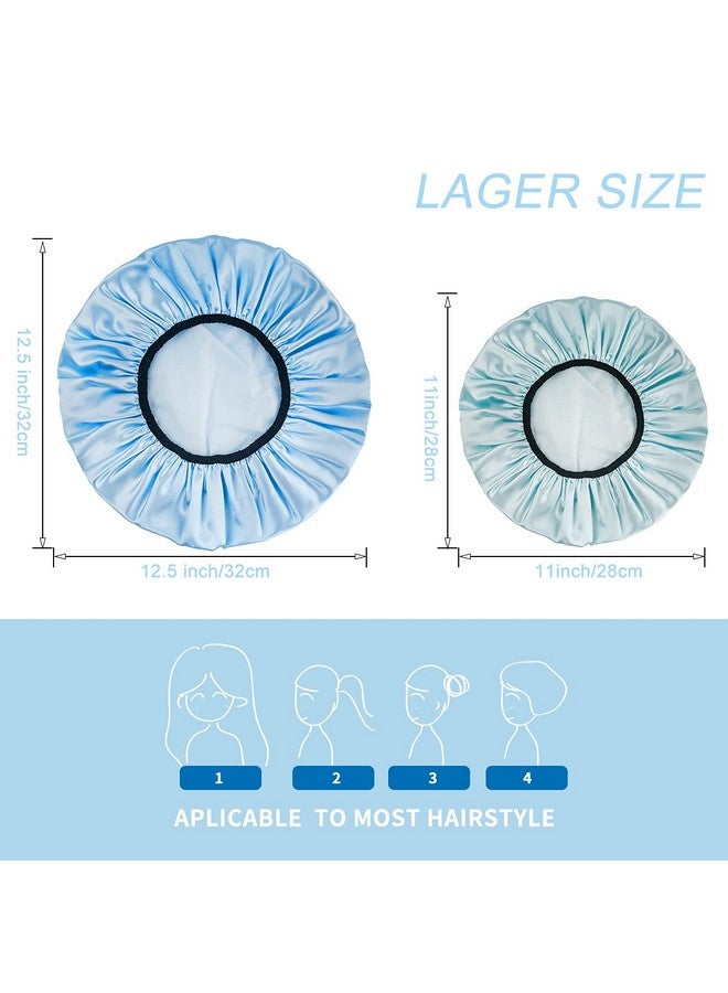 Aquior Shower Cap,4-Pack Large Shower Caps For Women Long Hair, Premium Soft Silky Satin Reusable Hair Cap For All Hair Lengths And Big Hairstyles - Image 3