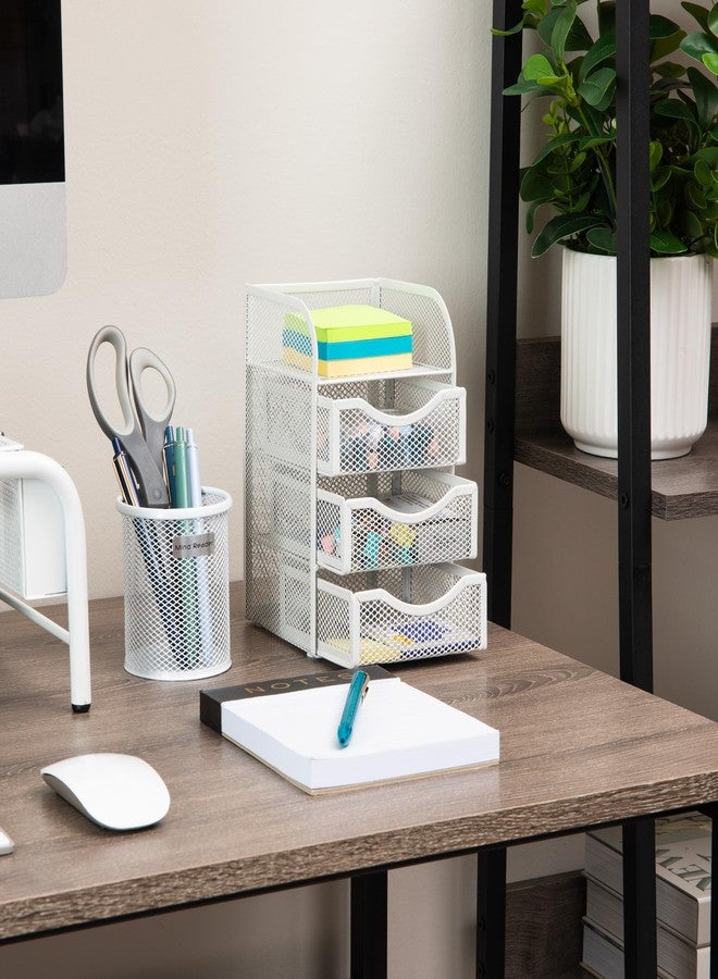Mind Reader Desktop Accessory Storage, Paper Binder Clip Basket, Workspace, Office, Metal Mesh, 4.75"L x 5"W x 8"H, White - Image 2