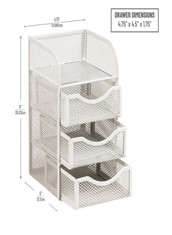 Mind Reader Desktop Accessory Storage, Paper Binder Clip Basket, Workspace, Office, Metal Mesh, 4.75"L x 5"W x 8"H, White - Image 3