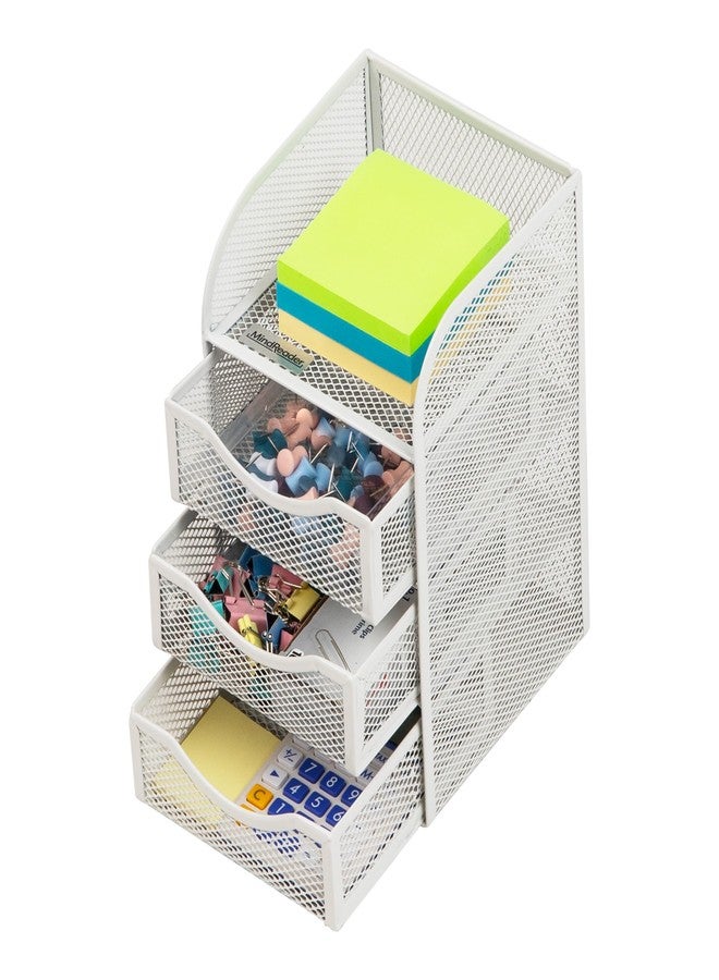 Mind Reader Desktop Accessory Storage, Paper Binder Clip Basket, Workspace, Office, Metal Mesh, 4.75"L x 5"W x 8"H, White - Image 4
