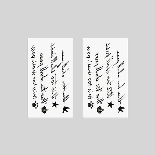 Oottati Small Cute Temporary Tattoo Bird Crown English Word Quote This Too Shall Pass (2 Sheets) - Image 2