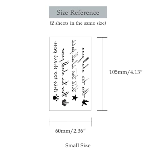 Oottati Small Cute Temporary Tattoo Bird Crown English Word Quote This Too Shall Pass (2 Sheets) - Image 5