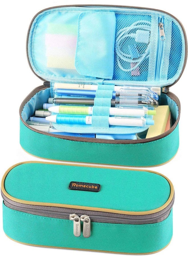 Homecube Pencil Case Big Capacity Pencil Bag Makeup Pouch Durable Students Stationery with Double Zipper Pen Holder for School/Office, Green - Image 1