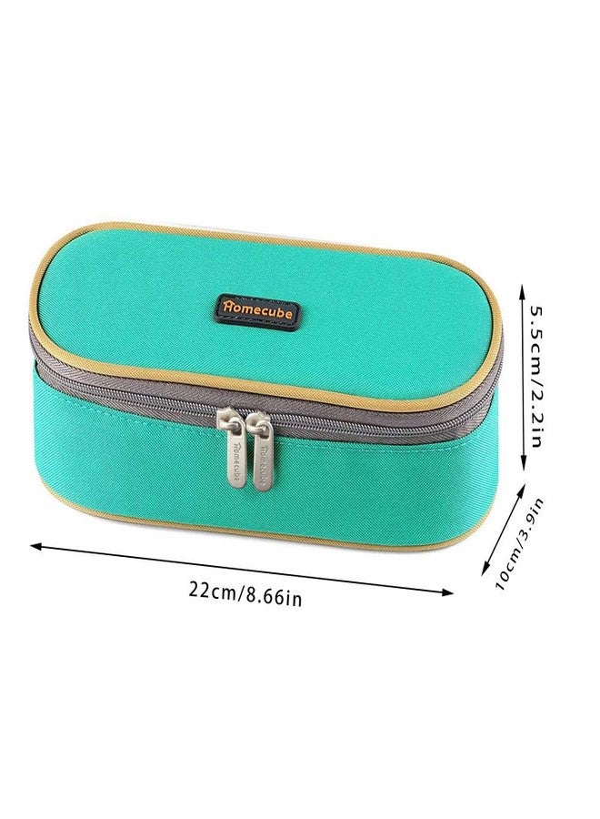 Homecube Pencil Case Big Capacity Pencil Bag Makeup Pouch Durable Students Stationery with Double Zipper Pen Holder for School/Office, Green - Image 3