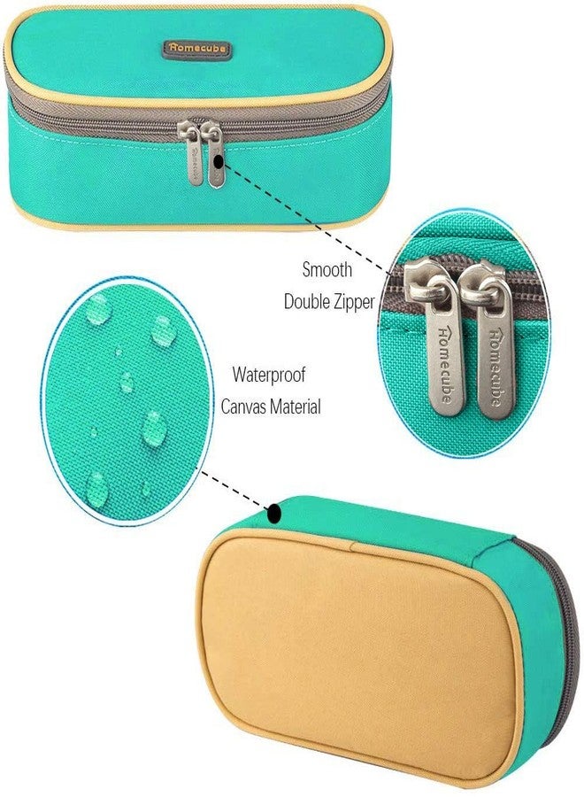 Homecube Pencil Case Big Capacity Pencil Bag Makeup Pouch Durable Students Stationery with Double Zipper Pen Holder for School/Office, Green - Image 5