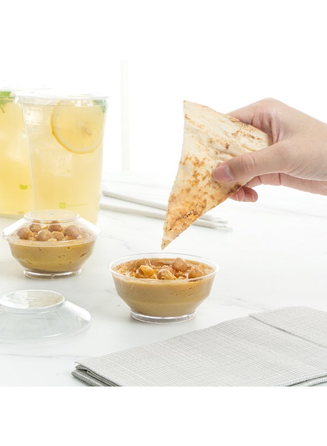 Restaurantware أكواب دلي سعة 4 أونصات، 100 كوب بلاستيكي دائري للفواكه - مع أغطية، قابلة للتخلص، أكواب مقبلات بلاستيكية شفافة، لتقديم الوجبات الخفيفة أو الحلويات، للمناسبات مثل حفلات الزفاف، حفلات عيد الميلاد، أو الفعاليات المخصصة - Image 5