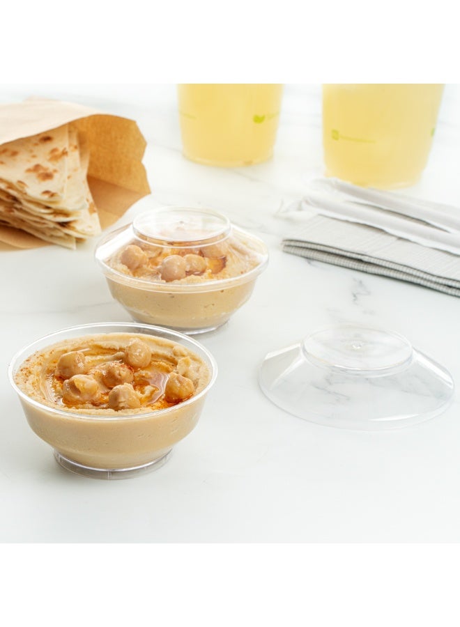 Restaurantware أكواب دلي سعة 4 أونصات، 100 كوب بلاستيكي دائري للفواكه - مع أغطية، قابلة للتخلص، أكواب مقبلات بلاستيكية شفافة، لتقديم الوجبات الخفيفة أو الحلويات، للمناسبات مثل حفلات الزفاف، حفلات عيد الميلاد، أو الفعاليات المخصصة - Image 4