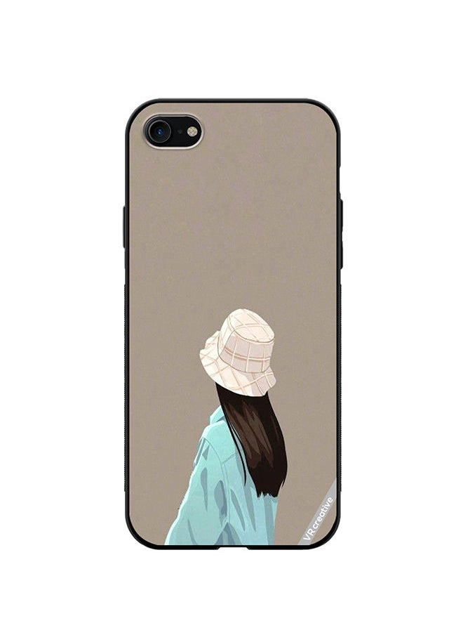 VR CREATIVE - Protective Case Cover For Apple iPhone 7/8/SE 2020 Brown Hat Girl Design Multicolour - Image 1