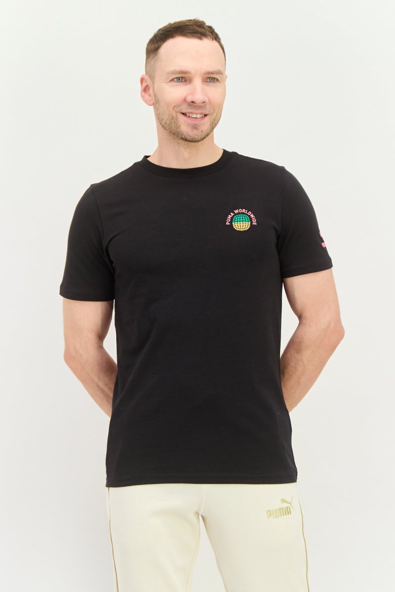 PUMA تي شيرت رياضي للرجال بأكمام قصيرة، خارجي، أسود - Image 1