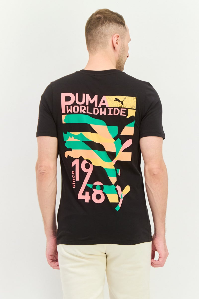 PUMA تي شيرت رياضي للرجال بأكمام قصيرة، خارجي، أسود - Image 3