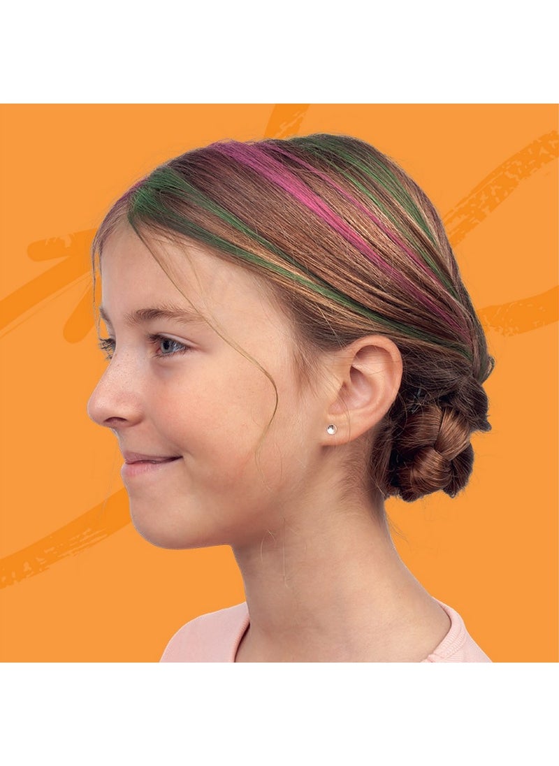 Hinkler - Hinkler Zap! Hair Styling Kit - DIY Hair Styling Set for Kids includes a tail comb, 2 sticks of hair chalk, hair clip, braiding tool, 160 stick-on hair-clip gems, metallic hair elastics, and 10 bobby pins, Fun Hairstyling Activities, Create Unique Hairdos, Gift for Young Stylists - Image 1