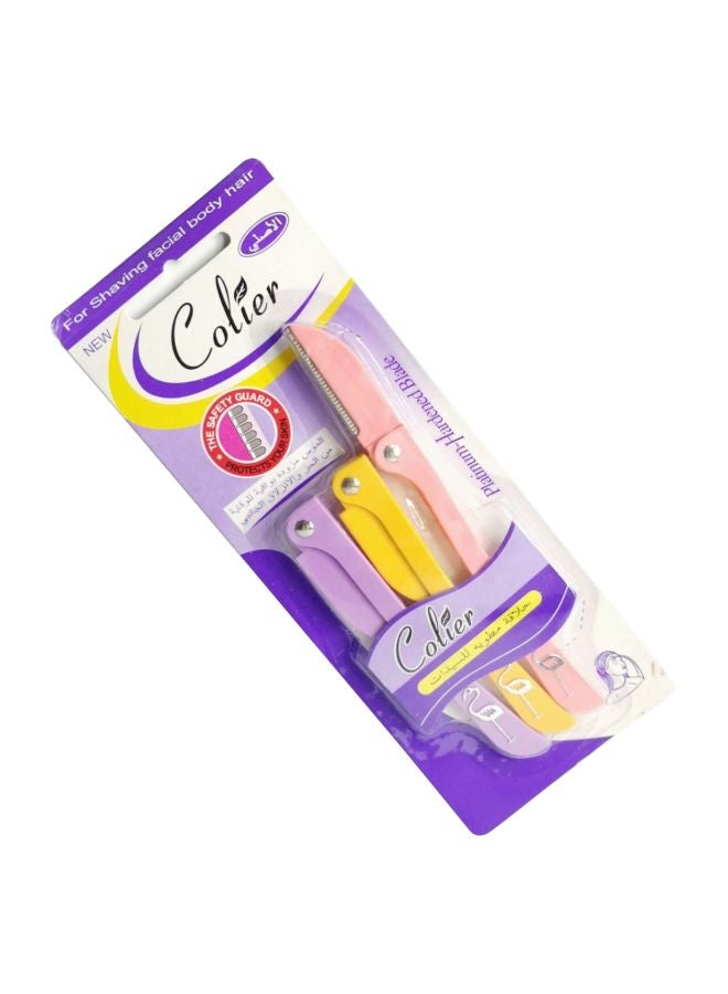COLIER 3-Piece Facial Hair Shaving Kit Pink/Purple/Yellow - Image 1