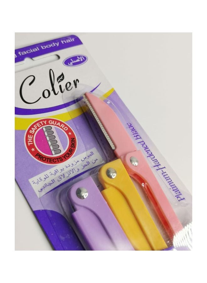 COLIER 3-Piece Facial Hair Shaving Kit Pink/Purple/Yellow - Image 3