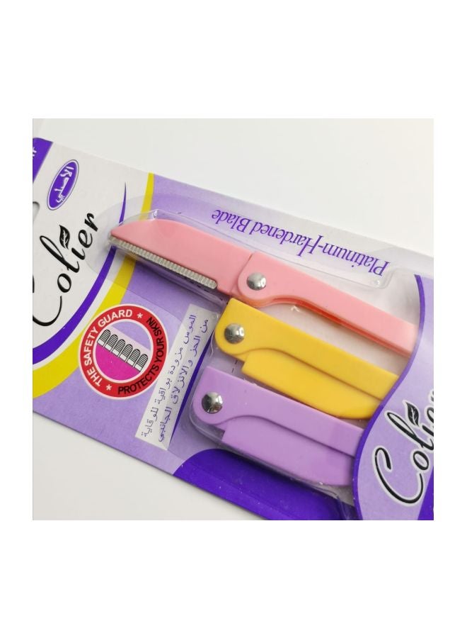 COLIER 3-Piece Facial Hair Shaving Kit Pink/Purple/Yellow - Image 2