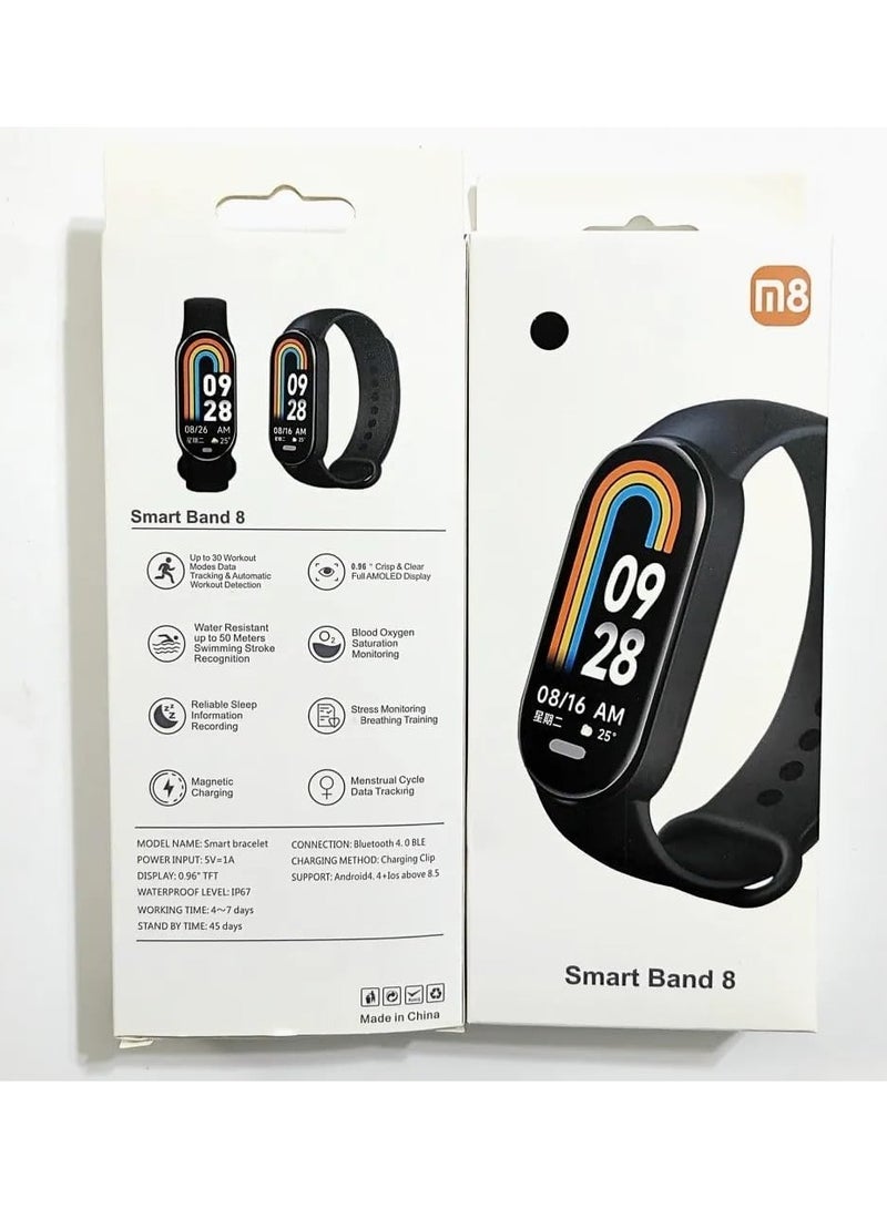 M8 Smart Bracelet Wristband Waterproof Sport Smart Watch Fitness Tracker Watch Heart Rate Monitor Smart Watch with Message Reminder and Step Counter with Blood Pressure Monitor (BLACK)  - Image 2