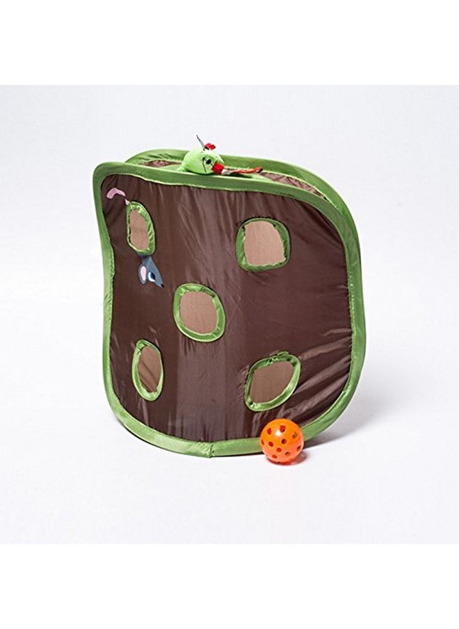 Creation Core - Creation Core Interactive Cat Toy Hide & Seek Game Pop-up Collapsible Puzzle Exercise Toy 9 Holes Mouse Hunt with Bell - Image 1