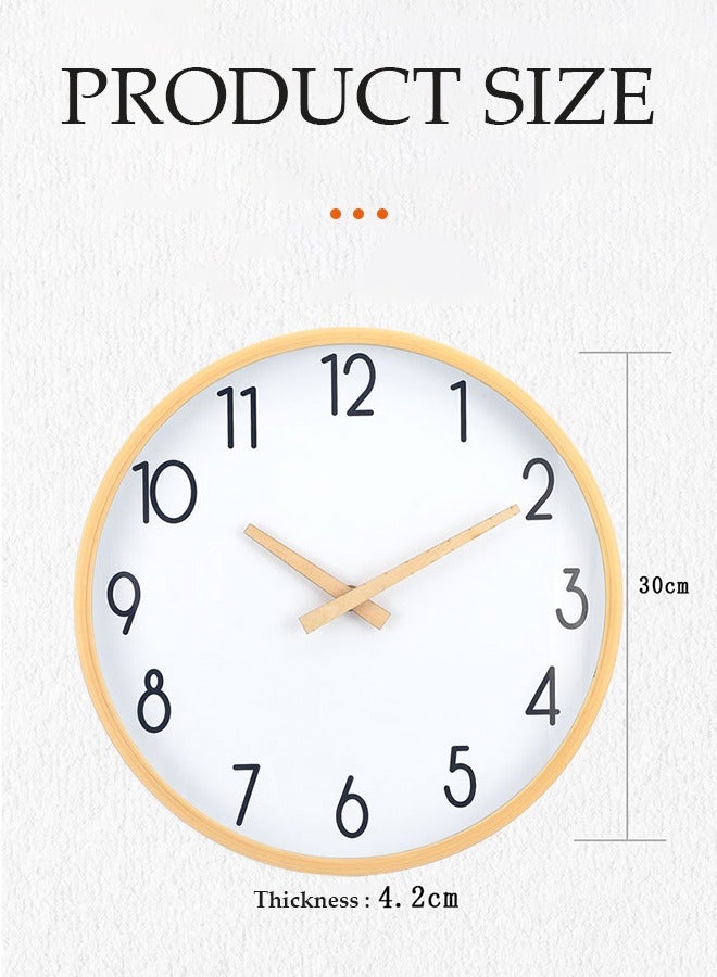 DUNISO Wall clock, silent fashionable clock, circular decorative wall clock, easy to read, suitable for bedrooms, living rooms, kitchens, offices, schools (diameter 30cm) ﻿ - Image 3