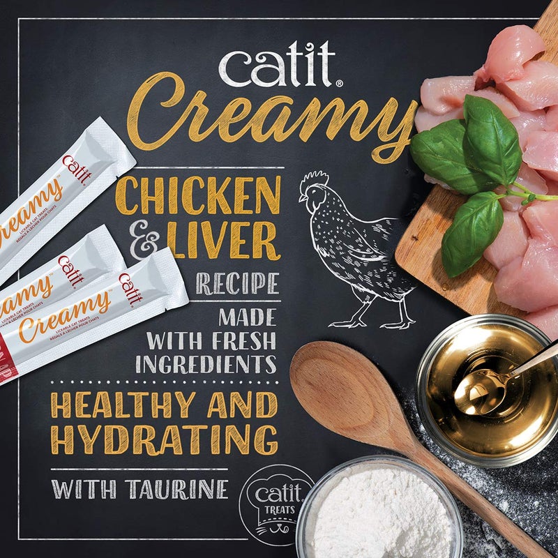 Catit Creamy Lickable Cat Treat, Healthy Cat Treat, Chicken & Liver, 5 Count (Pack of 30) - Image 2