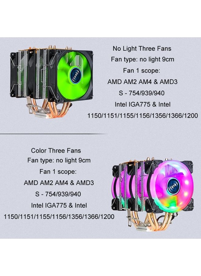 BURAQ - EVESKY 600 Desktop Computer 4 Copper Tube Mute CPU Cooling Fan, Color: No Light Three Fans - Image 1