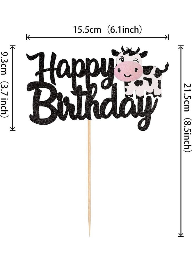 كونفيتي زينة كعكة عيد ميلاد سعيد على شكل بقرة من كونفيتي - ورق بطاقات لامع فاخر - زينة كعكة عيد ميلاد بقرة مصنوعة يدويًا من حيوانات المزرعة - مثالية لحفلات أعياد الميلاد الأولى والمزيد (زينة كعكة) - Image 2