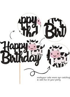 Confetti Confetti Cow Happy Birthday Cake Topper - Premium Glitter Card Sheet - Handcrafted Farm Animals Birthday Cow Cake Decoration - Ideal for 1st Birthday Parties & More (Cake Topper)  - Image 3